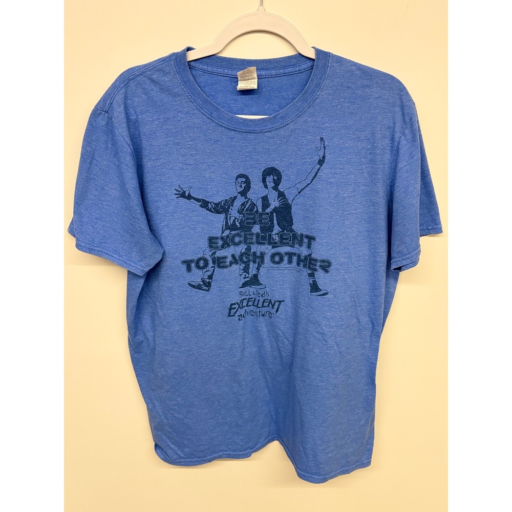 Retro T-Shirt Bill & Ted Excellent Adventure Men Size L Blue 80s Movie Nostalgic